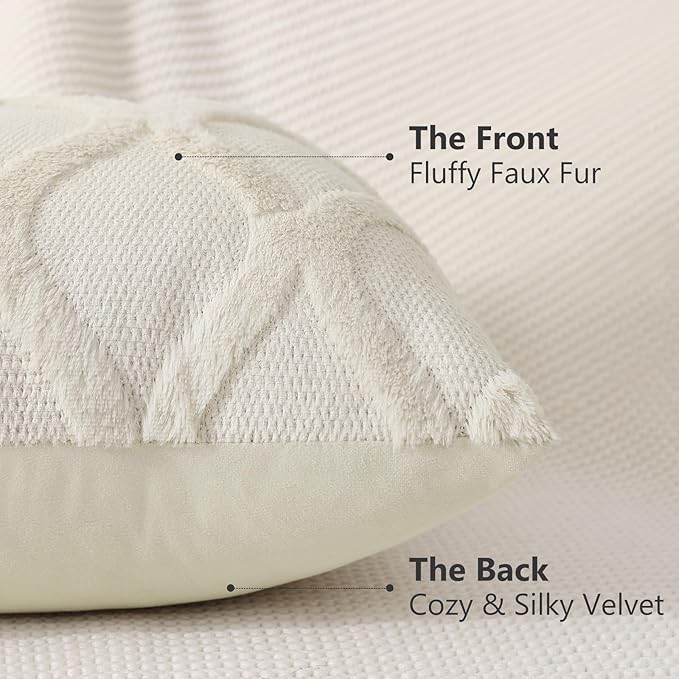 decorUhome Throw Pillow Covers 26x26 Inch Set of 2, Soft Plush Faux Fur Wool - Image 3