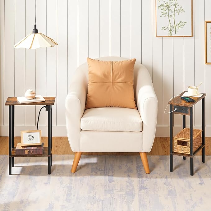 HOOBRO Small End Table with Charging Station, Narrow Side Table with USB Port - Image 2