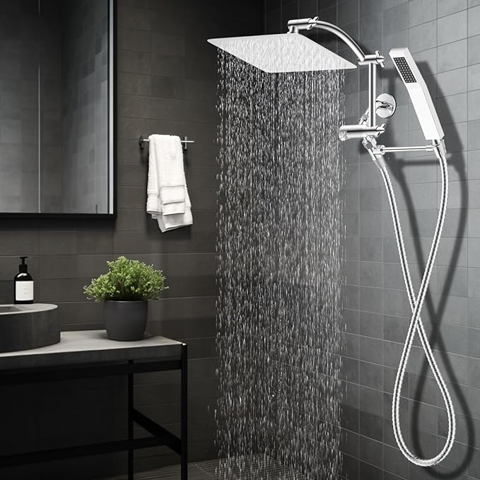 Hibbent All Metal 10'' Rainfall Shower Head, Dual Shower Head Combo, High - Image 8
