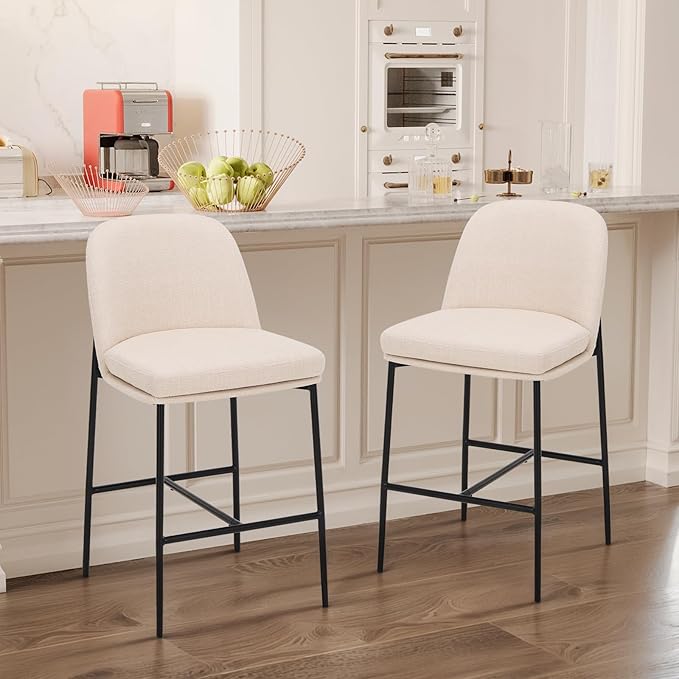 COLAMY Counter Height Bar Stools Set of 2, 25 Inch Modern Fabric Kitchen Island by COLAMYINC