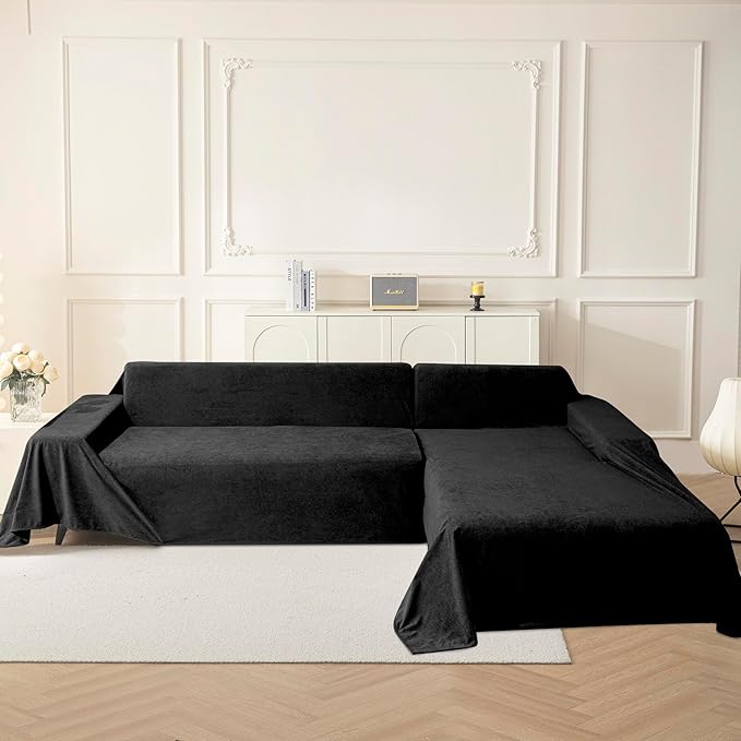 MYSKY HOME Black Couch Covers for Reclining Couch, Non-Slip Sectional Sofa - Image 7