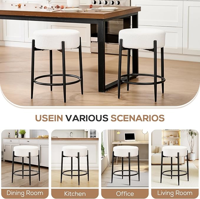 Dining Chairs Set of 2, 23.6" Backless Kitchen Living Room Chair，Mid Century - Image 5