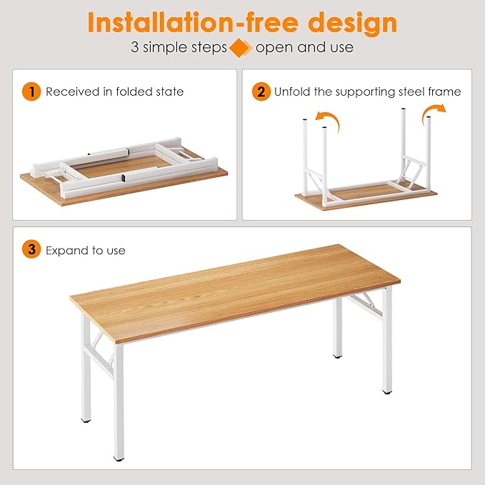 SDHYL 62 inches No Assembly Foldable Computer Desk - Image 7