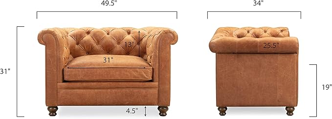 POLY & BARK Lyon Leather Lounge Chair – Cognac Tan Full-Grain Leather - Image 3