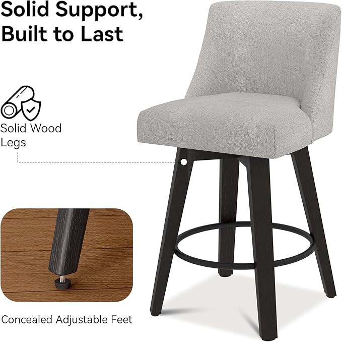 Counter Height Swivel Bar Stools Set of 3, 26 Inch Bar Stools - Image 5
