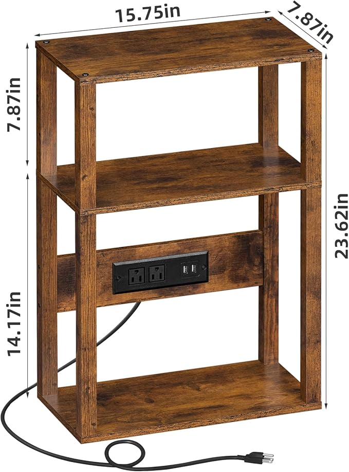 3-Tier Small Narrow Wood Side Table Set of 2 - Image 3