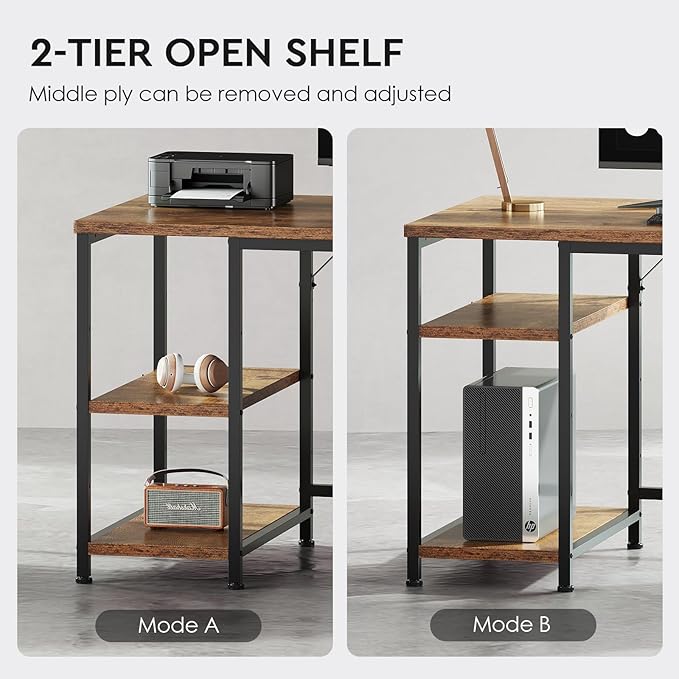 Ｍａｉｈａｉｌ 59" Computer Desk with 3 Fabric Drawers and Wooden Shelves - Image 5
