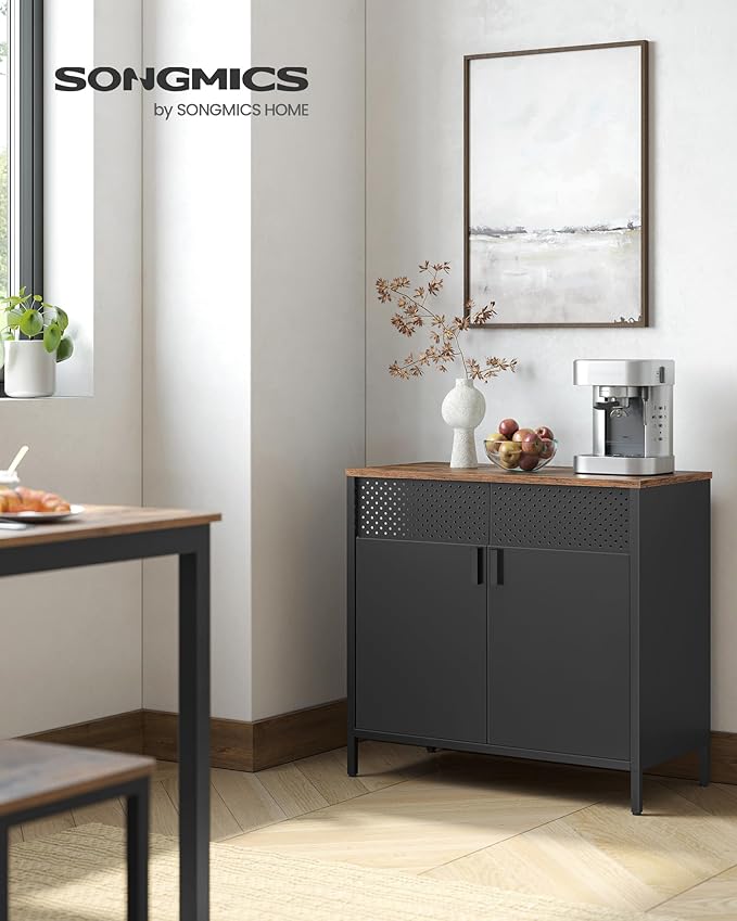 SONGMICS Set of 2 Storage Cabinets, Metal Cabinet, Sideboard - Image 4