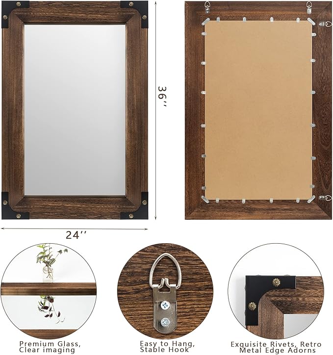 blue page Mirror for Wall, Rustic Wood Mirror - Image 7
