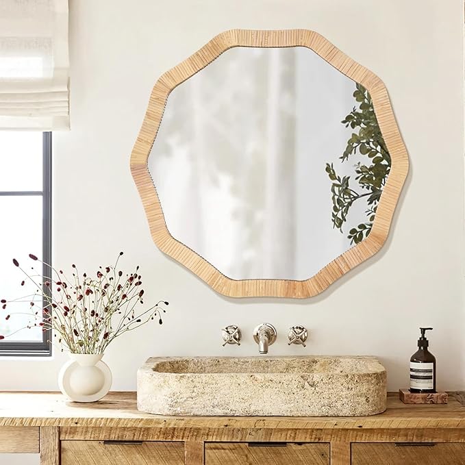 ULIKE Rattan Mirror for Wall, Bathroom 30 Inch Rustic Farmhouse Wall Decor - Image 5