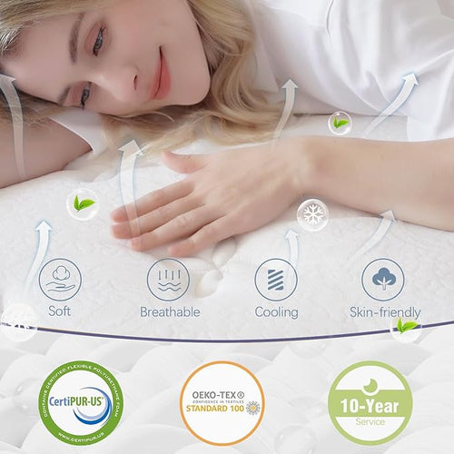14 Inch King Size Mattress, King Mattress in a Box, Memory Foam Hybrid - Image 2