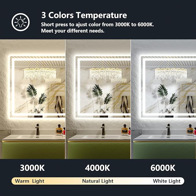 68x36 Inch LED Bathroom Mirror - Image 4
