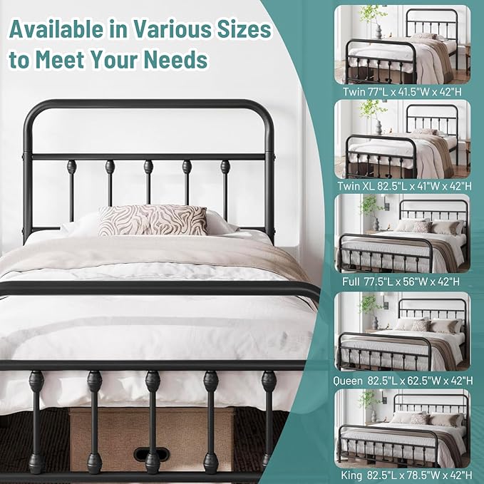 Twin Bed Frame-Classic Metal Platform Bed Frame Mattress Foundation - Image 6