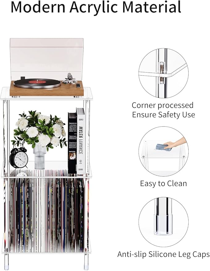 Clear Acrylic Side Table, 15.7" L x 11.8" W x 30.7" H, 3-Tier End Table - Image 4