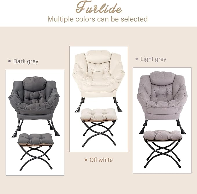 Lazy Chair with Ottoman, Modern Chair with Folding Footrest, Lounge Accent Chair - Image 9