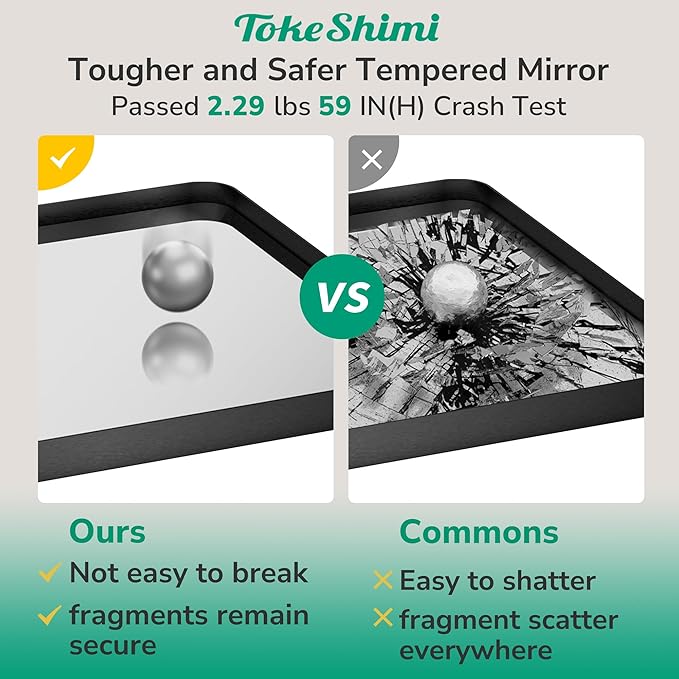 TokeShimi 48x30 Wall Mirror for Bathroom, Matte Black Bathroom Vanity Mirror - Image 5