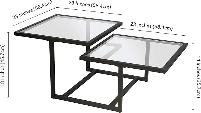 Henn&Hart 43" Wide Square Coffee Table in Blackened Bronze, Modern coffee tables - Image 12