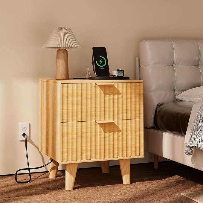 Urban Deco Nightstand Set of 2, Mid Century Modern Nightstand - Image 6