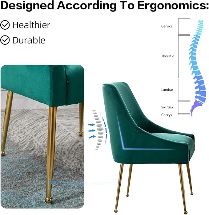 Velvet Dining Chairs Set of 2, Furniture Collection Modern Contemporary - Image 7