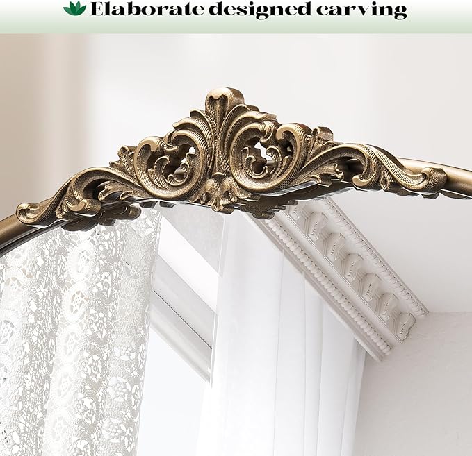 Arched Antique Wall Mirror, Ornate Arch Bronze Mirror - Image 4