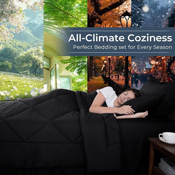 HEVUMYI Black Twin-XL Comforter Set - Image 2