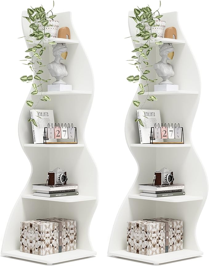 Tribesigns Corner Shelf, Modern 5-Tier Wall Corner Bookshelf Set of Two by Tribesigns