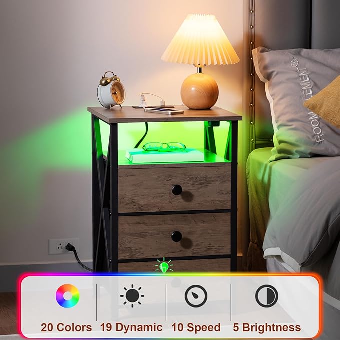 AMHANCIBLE LED Night Stand, Nightstand - Image 4
