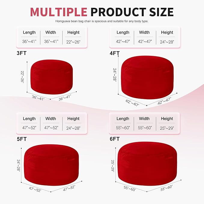 Homguava 5FT Bean Bag Chair Giant BeanBag - Image 3