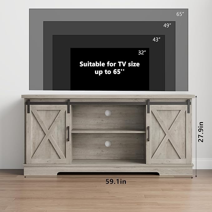 GarveeHome Farmhouse Tv Stand for 65 Inches TVs, Entertainment Center - Image 7