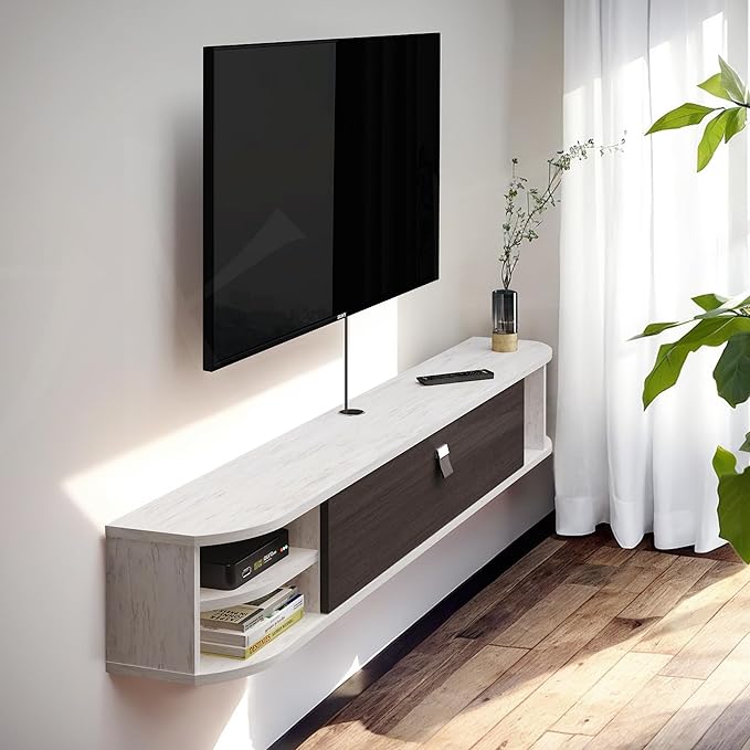Pmnianhua Floating TV Stand, Modern Floating TV Console, Wall Mounted TV Cabinet - Image 2