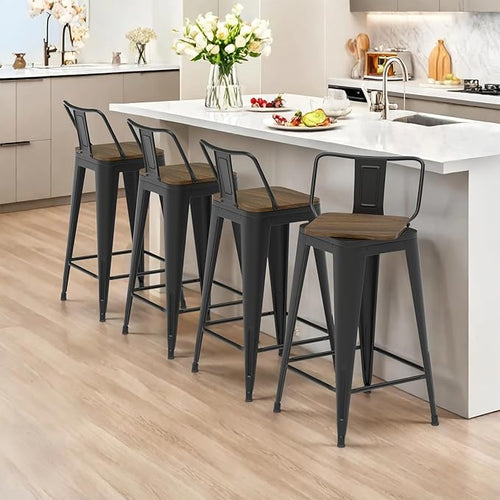26 Inch Swivel Bar Stools Set of 4, Counter Height Bar Stools by Homvinax