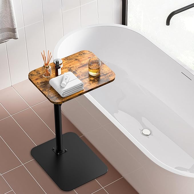 Side Table Sofa Tray for Couch Heavy Metal Base Swivel/Adjustable Height - Image 4