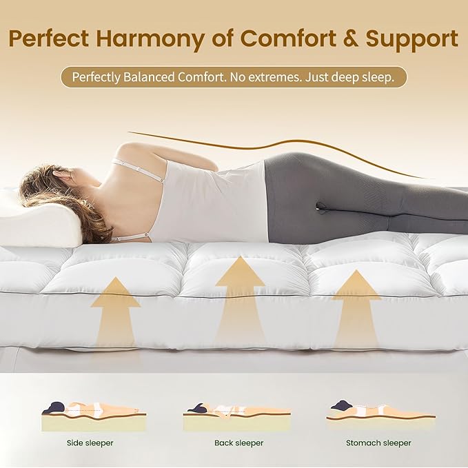 Decroom 5 Inch Memory Foam Mattress Topper Full Size, Filled - Image 3
