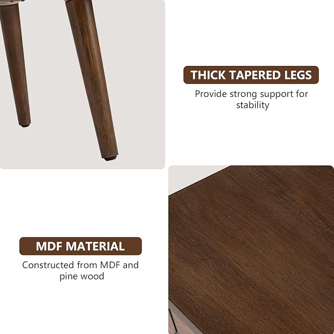 COSIEST Mid-Century Nightstand, Modern MDF Bedside Table, Wood Accent End Table - Image 6