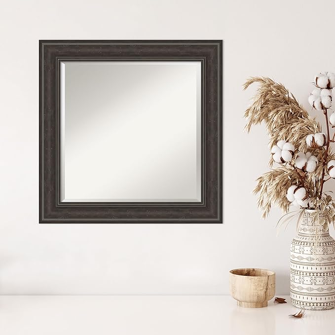 Amanti Art Brown Wall Mirror 26x26 Shipwreck Greywash Square Bathroom Mirror - Image 5