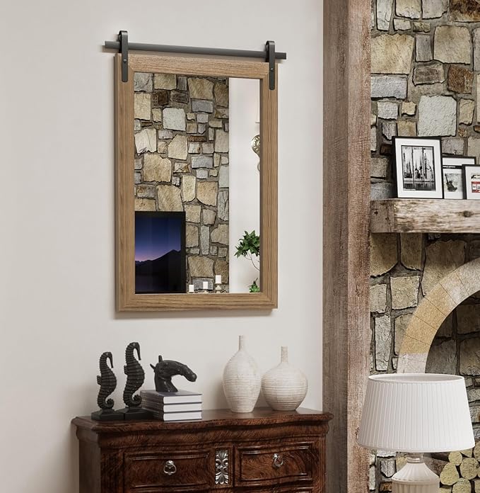 Farmhouse Bathroom Mirror, Barn Door Style Decor Entryway Bedroom 22x30INCH by PAIHOME