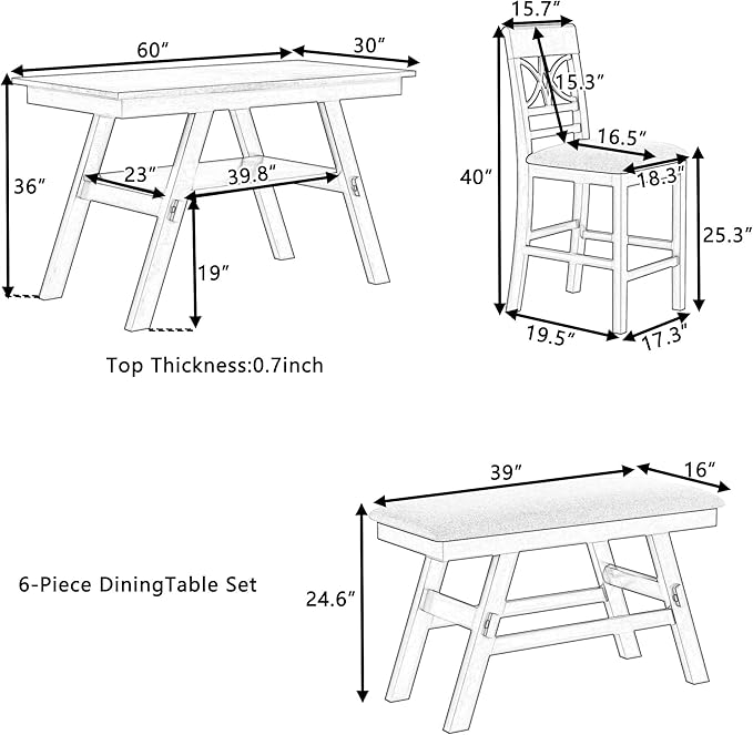Merax 6 Piece Wood Counter Height Dining Table Set - Image 2
