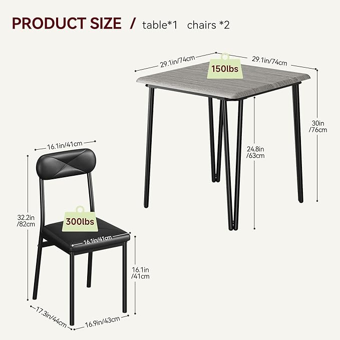 GarveeHome Dining Table Set for 2, Kitchen Table - Image 7