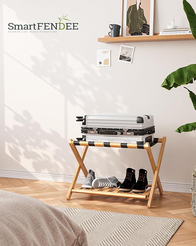 Fully Assembled Luggage Racks Pack of 2, Folding Suitcase Stand - Image 6