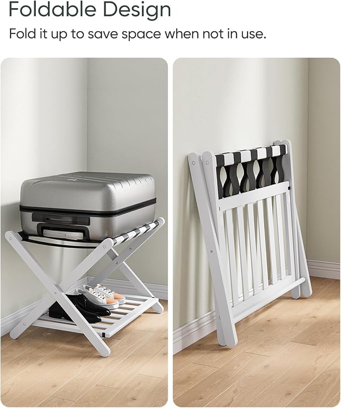 2 Packs Fully Assembled White Luggage Racks - Image 3
