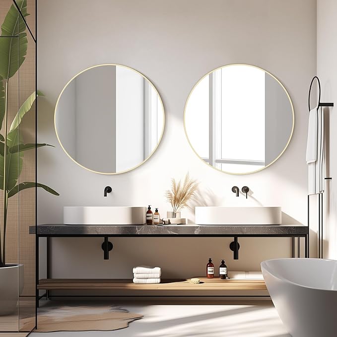 HOMECOOKIN Round Wall Mirror 28" Gold Circle Mirror - Image 3