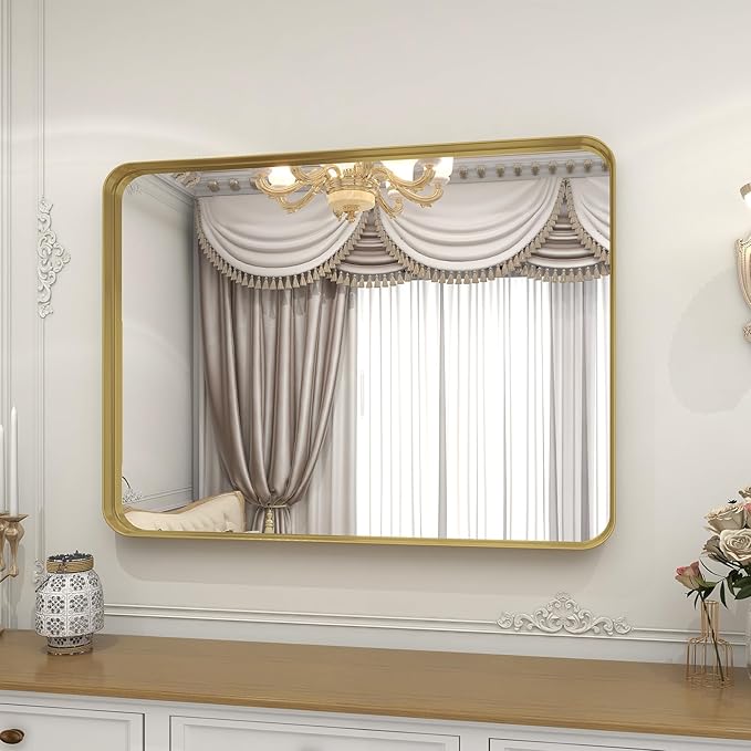 Bathroom Mirror 30x40 inch, Modern Round Corner Bathroom Vanity Mirror - Image 7