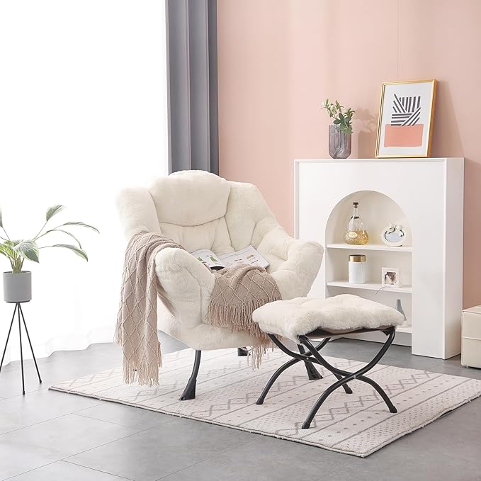 Lazy Chair with Ottoman, Modern Accent Chair Lounge Leisure Sofa Chair with - Image 2