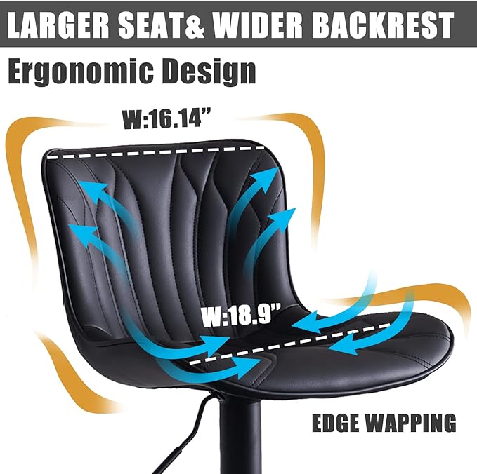YOUNIKE Black Bar Stools Set of 6 Modern Swivel Counter Height Bar Chair - Image 3