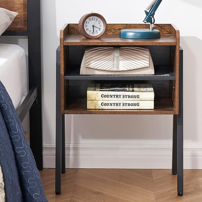 VECELO Nightstand Set of 2, Industrial Side End Table/Stackable Accent Furniture - Image 8