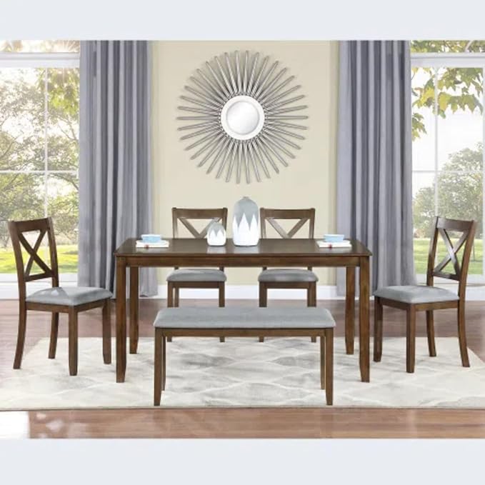 6-Piece Dining Table Set for 4-6 People, Kitchen Set - Image 2