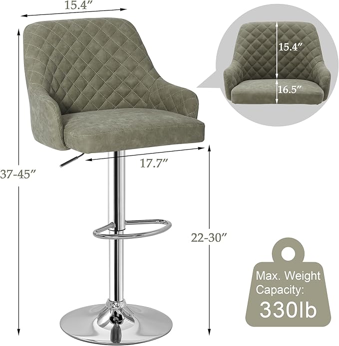 VECELO Bar Stools Set of 4, Adjustable Bar Stools - Image 3