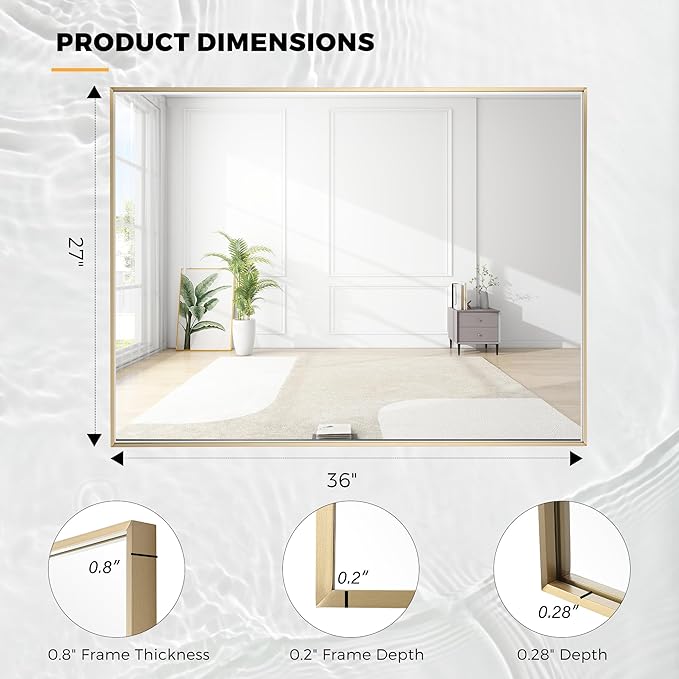 27x36 Inch Brass Bathroom Mirror - Image 9