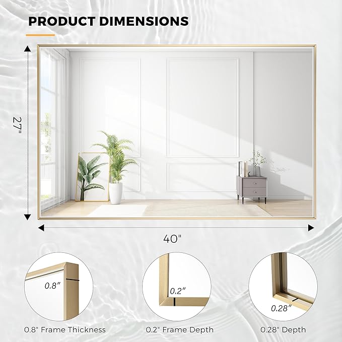 27x40 Inch Brass Bathroom Mirror - Image 9