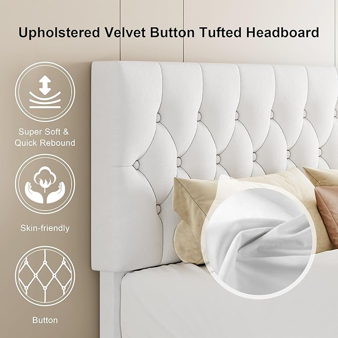 Feonase Velvet Full Size Platform Bed Frame - Image 3